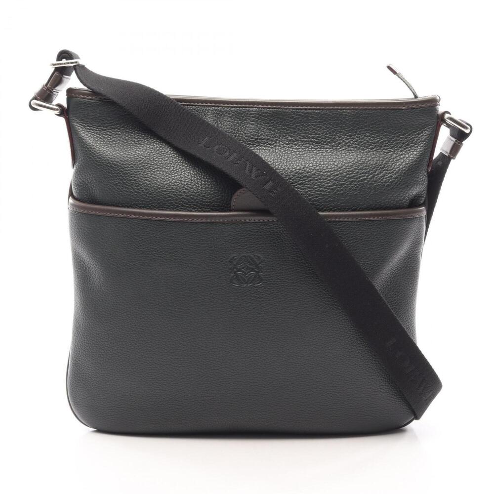 Loewe Anagram Shoulder Bag/Handbag, Leather, Women's, Green/Brown